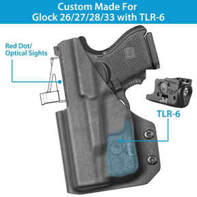 Glock 26/27/28/33 TLR-6 Kydex IWB Light Bearing Holster with Red Dot Sight Optics Cut | Gun & Flower