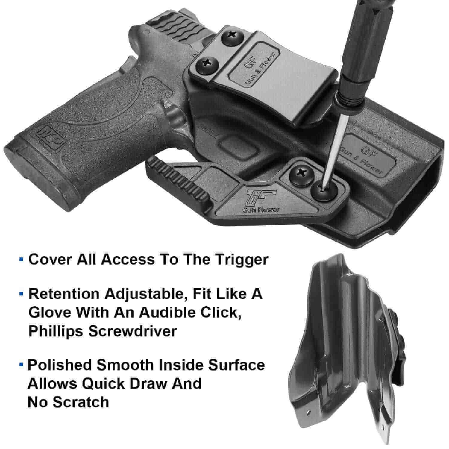 S&W M&P Shield 380 EZ IWB Polymer Holster with Claw Attachment Right Hand | Gun & Flower - Polymerholster