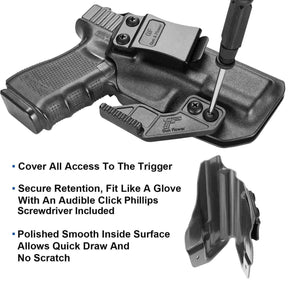 Kydex Glock G19 Gen3-5  G19X  G23 Gen3-4  G26 Gen3-5   G32 Gen3-4  G44  G45Inside Waistband Carry Holster With Claw | Gun & Flower