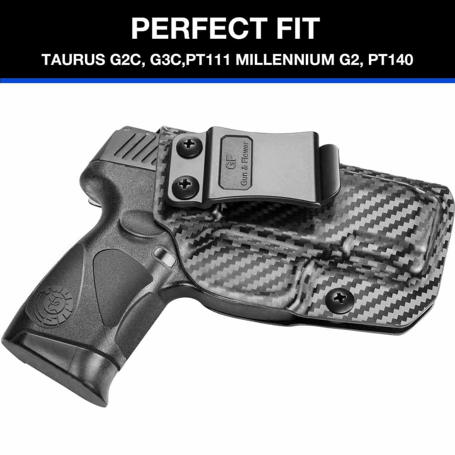 Holster for Taurus G2C Taurus G3C Taurus G3C TORO Taurus PT111 Millennium G2 Taurus PT140 Millennium G2 | Kydex Carbon Fiber IWB Holster for Concealed Carry | Gun & Flower - Polymerholster