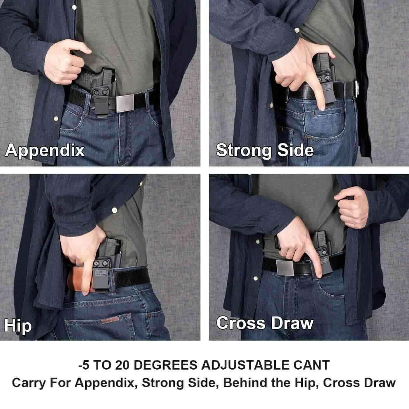 Kydex IWB Holster for G17 Gen3-5  G19 Gen3-5  G19X  G23 Gen3-4  G26 Gen3-5   G32 Gen3-4  G34 Gen3-5  G44  G45 Concealed Carry Holster Gun 9mm for Men Women , Right Hand | Gun & Flower - Gunflowerholsters