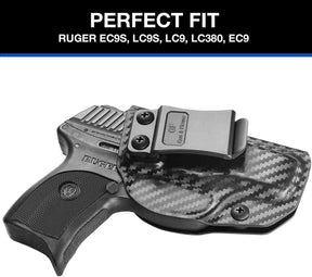 Ruger LC9/LC9S/EC9/EC9S/LC380 Kydex IWB Carbon Fiber Holster with Adjustable Cant & Retention, Inside Waistband Concealed Carry | Gun & Flower - Polymerholster