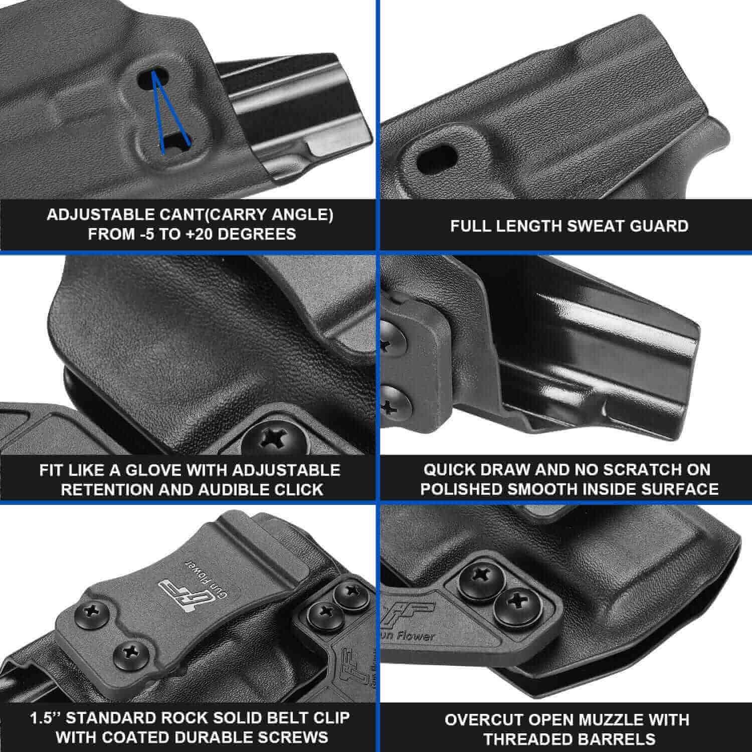 Smith & Wesson M&P Shield 9mm/.40 S&W 3.1" IWB Kydex Holster With Claw | Adj.Cant&Retention | Gun & Flower - Polymerholster