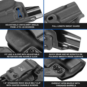 Smith & Wesson M&P Shield 9mm/.40 S&W 3.1" IWB Kydex Holster With Claw | Adj.Cant&Retention | Gun & Flower - Polymerholster