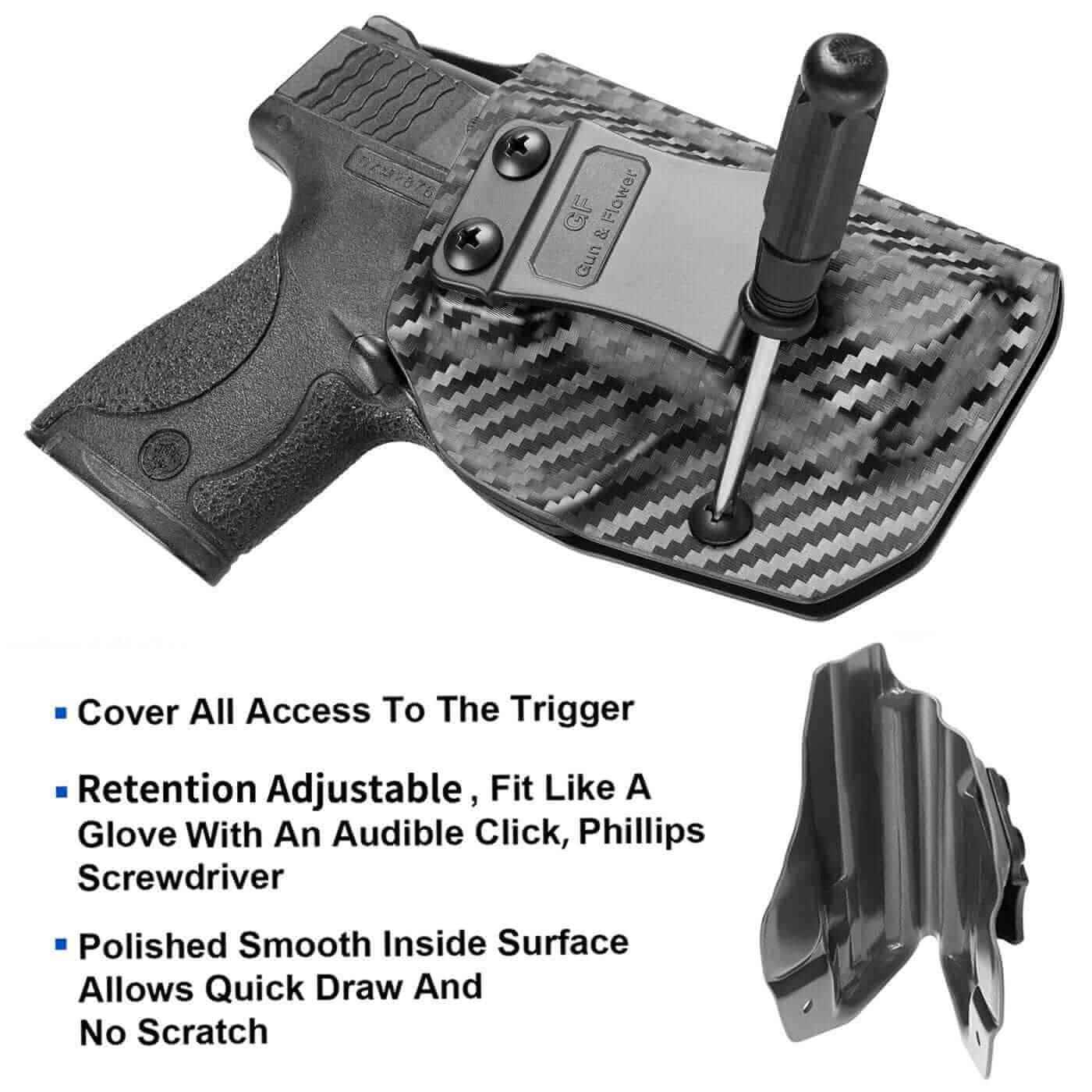 Smith and Wesson M&P Shield 9mm Holster | Kydex IWB Carbon Fiber Holsters | Gun & Flower