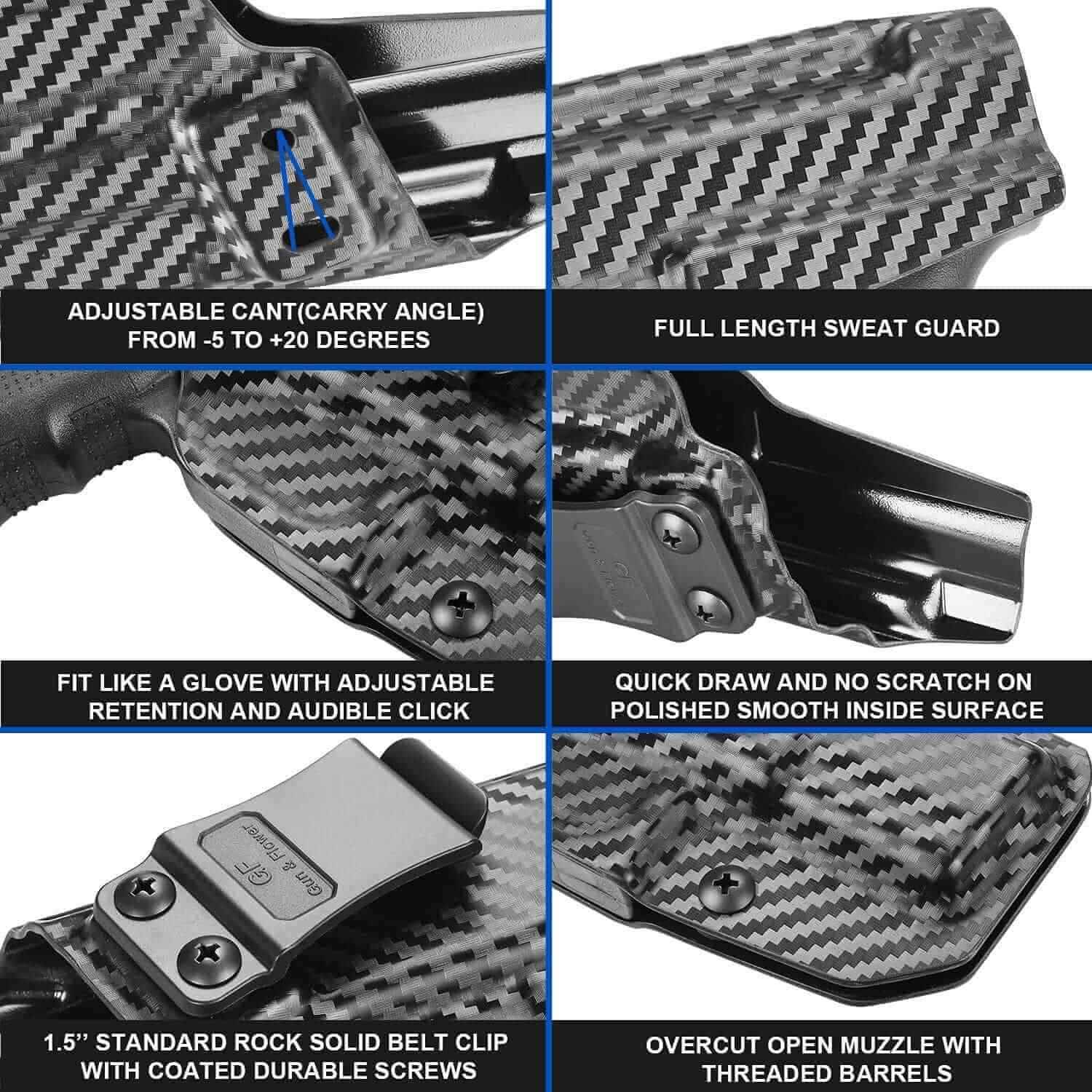 Taurus G3 Carbon Fiber IWB Kydex Holster Adjustable Cant & Retention Inside Waistband Taurus G3 Accessories | Gun & Flower