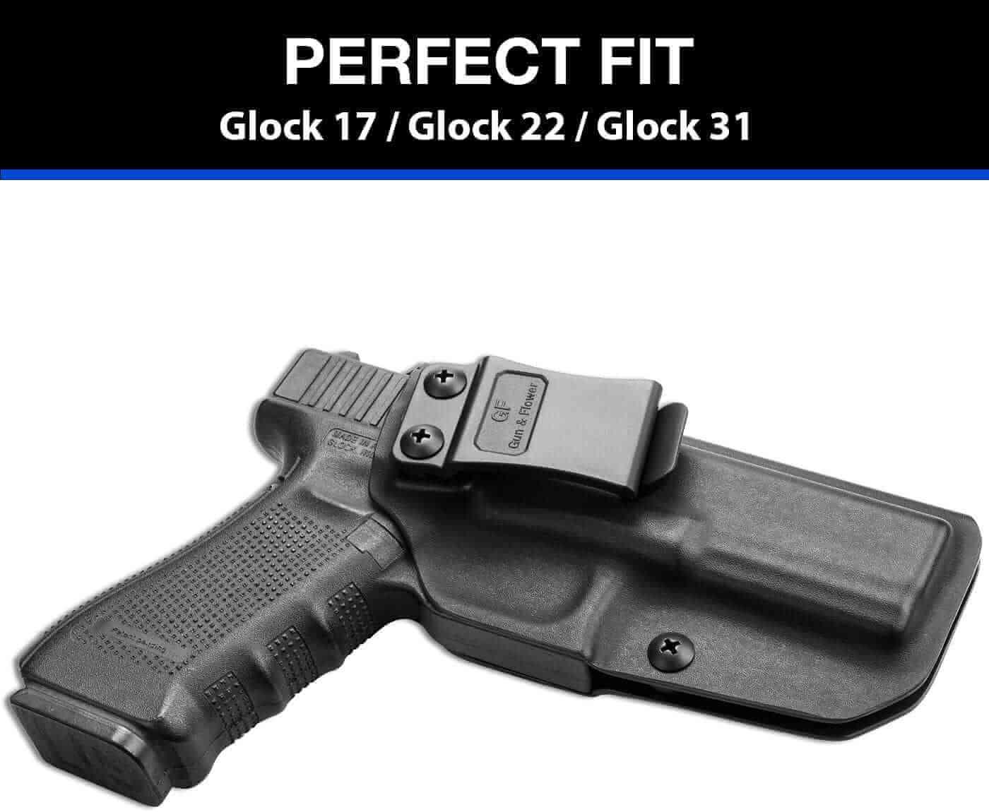 Glock G17 Gen3-5  G19 Gen3-5  G19X  G23 Gen3-4  G22 Gen3-4 G31 Gen3-4 G32 Gen3-4  G44  G45 Kydex IWB Holster, Right Hand | Gun & Flower - Gunflowerholsters
