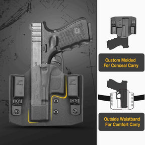 OWB Kydex Holster for Glock G17 Gen3-5  G17 Gen4 MOS  G17 Gen5 MOS  G19 Gen3-5  G19X  G19 Gen4 MOS  G19 Gen5 MOS  G23 Gen3-4  G22 Gen3-4 G31 Gen3-4 G32 Gen3-4  G44  G45  G45 MOS Adjustable Retention | Gun & Flower - Gunflowerholsters