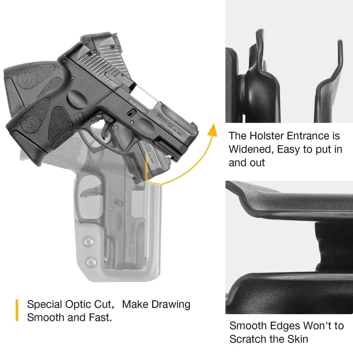 Kydex OWB Holster for Taurus G2C Taurus G2S Taurus G3C Taurus G3C TORO Taurus PT111 Millennium G2 Taurus PT140 Millennium G2 Comfortable with 2.25" Belt Clip | Gun & Flower - Polymerholster