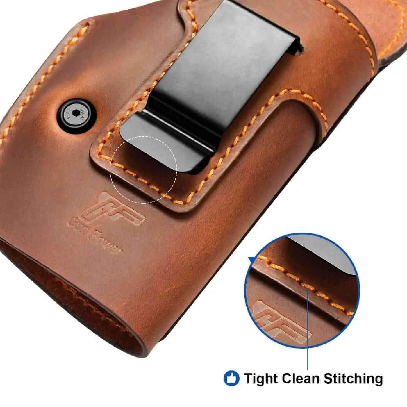 Full Grain Leather IWB Universal Brown Holster fit for Most Handguns– Left & Right-Hand