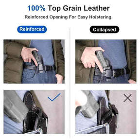 Full Grain Leather IWB Holsters for Most Handguns - Left & Right-Hand Compatible