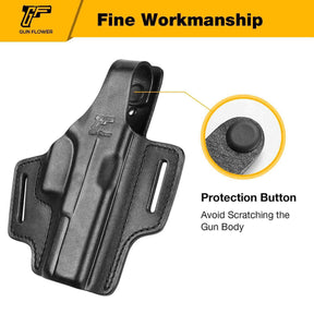 OWB Holster For Glock 17 19 19x 22 23 31 32 45 | Full Grain Leather Holster | Gun & Flower - Polymerholster