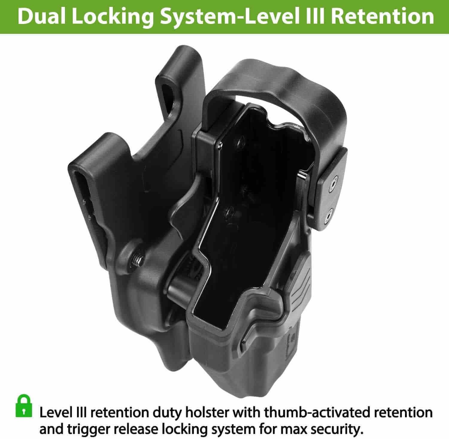 Glock G17 Gen3-5  G19 Gen3-5  G19X  G23 Gen3-4 G22 Gen3-4  G31 Gen3-4 G32 Gen3-4  G44  G45 Level III Retention Polymer  Holster , Right Hand | Gun & Flower - Polymerholster