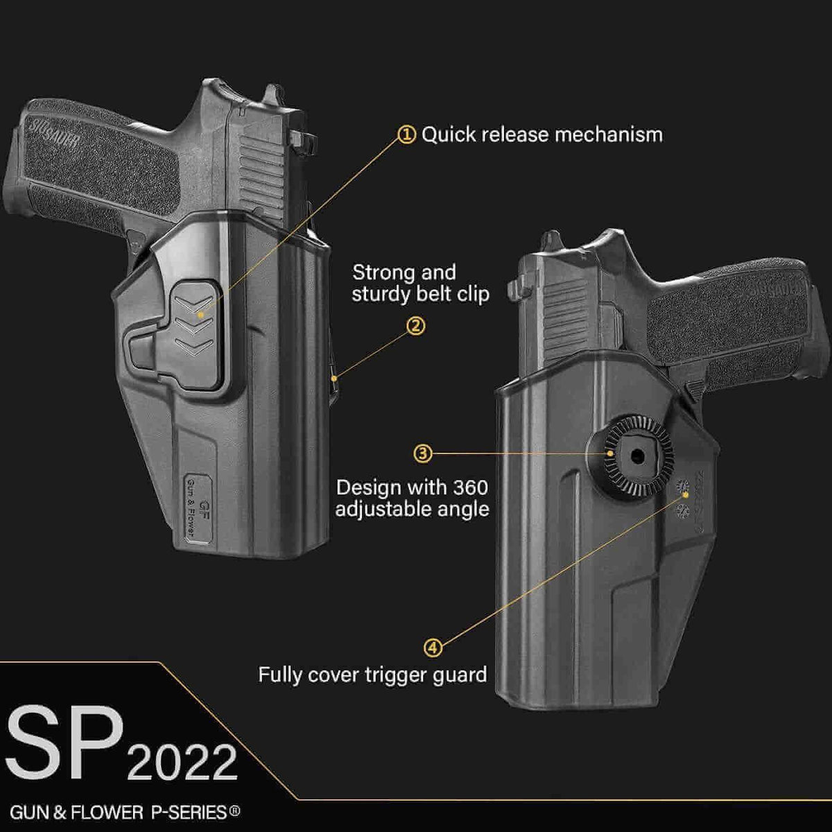 Sig Sauer SP2022 Appendix Open Carry OWB Polymer Holster Level II Index finger release Trigger Guard - Polymerholster