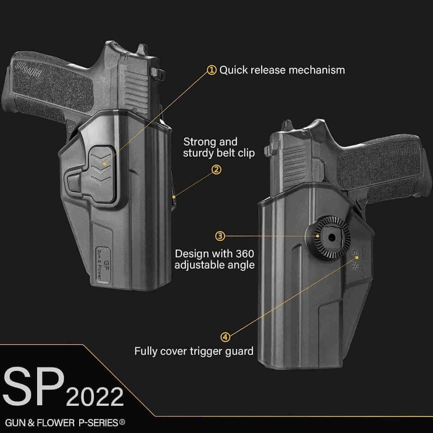 Sig Sauer SP2022 Appendix Open Carry OWB Polymer Holster Level II Index finger release Trigger Guard - Polymerholster
