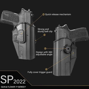 Sig Sauer SP2022 Appendix Open Carry OWB Polymer Holster Level II Index finger release Trigger Guard - Polymerholster