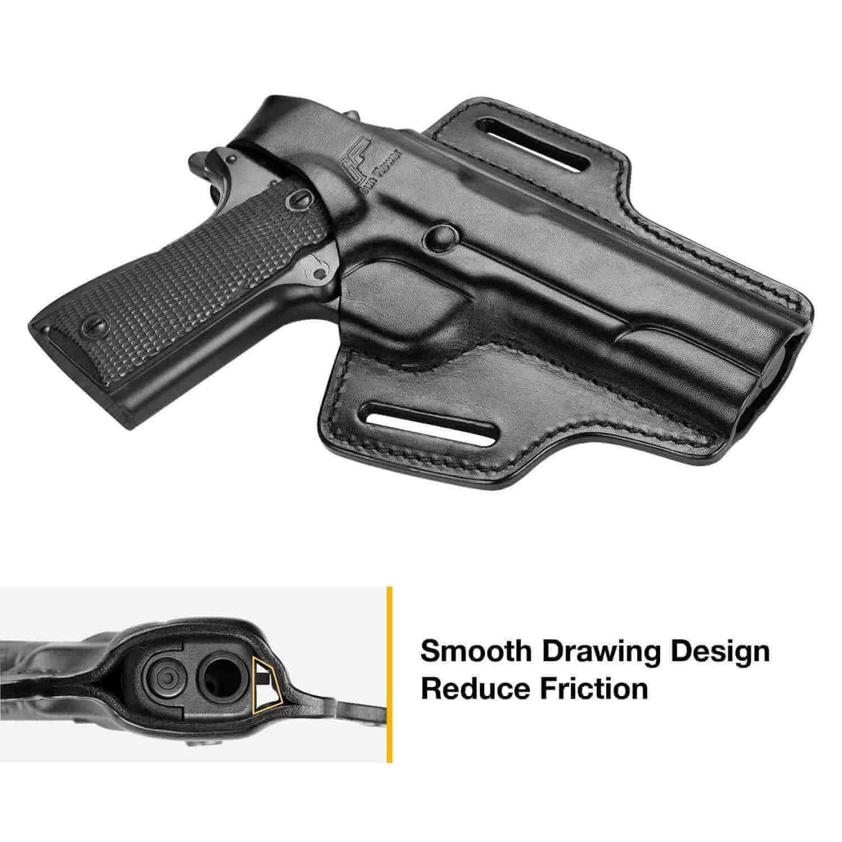 OWB Holster for Colt 1911 and 1911 5" | Full Grain Leather Holster | Gun & Flower - Polymerholster