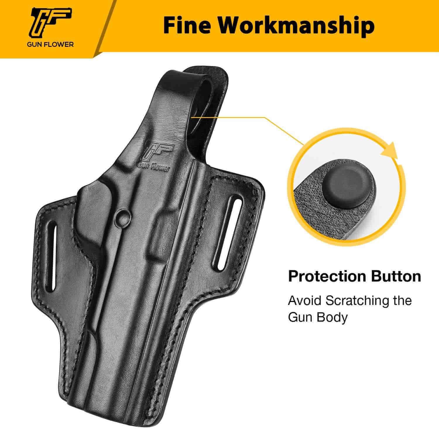 OWB Holster for Colt 1911 and 1911 5" | Full Grain Leather Holster | Gun & Flower - Polymerholster