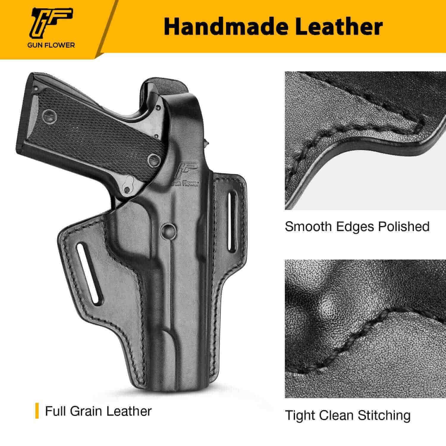OWB Holster for Colt 1911 and 1911 5" | Full Grain Leather Holster | Gun & Flower - Polymerholster