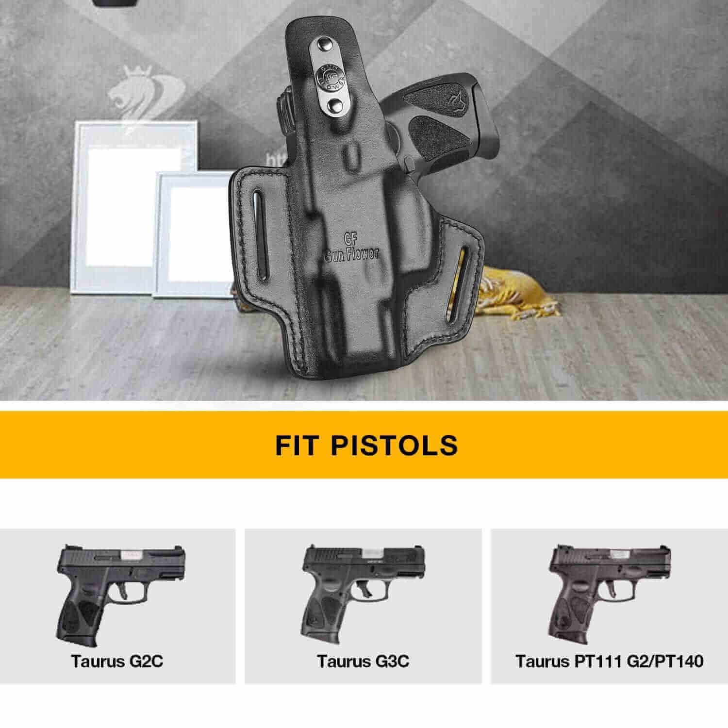 OWB Open Carry Leather Holsters For Taurus G2C G3C PT111 PT140 | Gun & Flower - Polymerholster