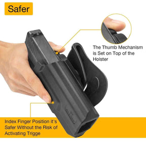 OWB Thumb Release Holster Fit Glock G19 Gen3-5  G19X  G19 Gen4 MOS  G19 Gen5 MOS  G23 Gen3-4  G26 Gen3-5  G26 Gen5 MOS  G32 Gen3-4  G44  G45  G45 MOS  Compatible with Red Dot/Optics, Right Handed | Gun & Flower - Polymerholster