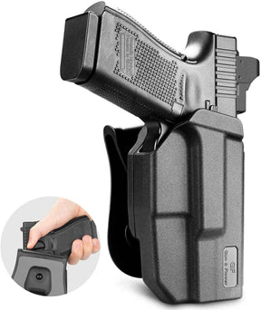 OWB Thumb Release Holster Fit Glock G19 Gen3-5  G19X  G19 Gen4 MOS  G19 Gen5 MOS  G23 Gen3-4  G26 Gen3-5  G26 Gen5 MOS  G32 Gen3-4  G44  G45  G45 MOS  Compatible with Red Dot/Optics, Right Handed | Gun & Flower