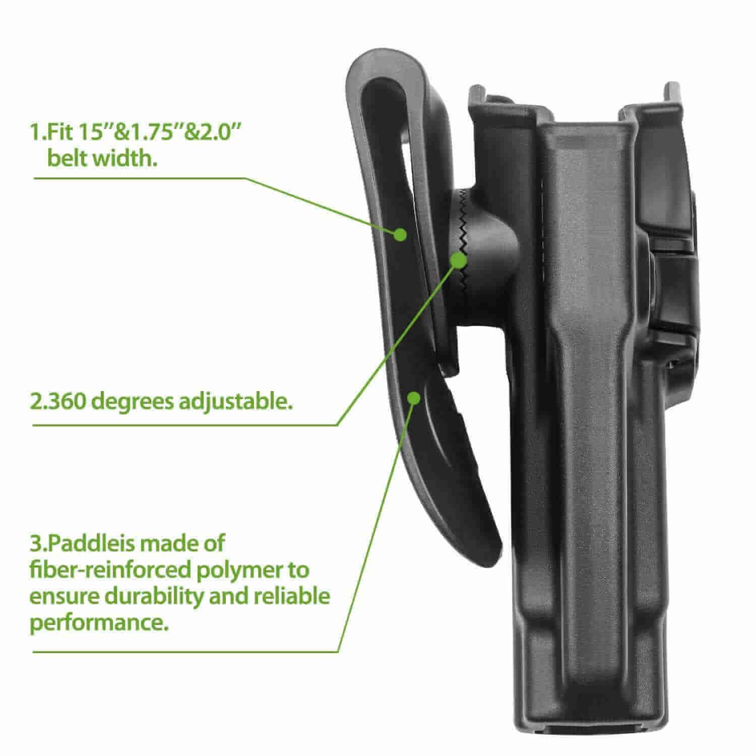 Sig Sauer P226 Open Carry OWB Polymer Paddle Holster Level II Index finger release Trigger Guard - Polymerholster