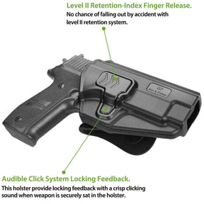 Sig Sauer P226 Open Carry OWB Polymer Paddle Holster Level II Index finger release Trigger Guard - Polymerholster