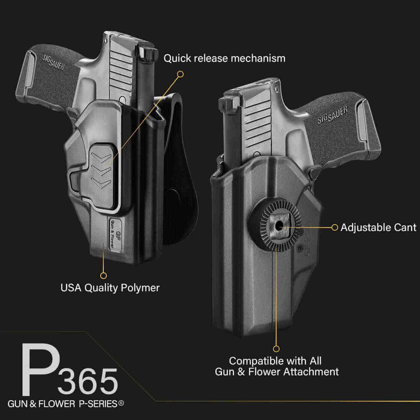 Sig Sauer P365 P365 SAS P365X P365.380 ACP OWB Paddle Polymer Holster | Gun & Flower - Polymerholster