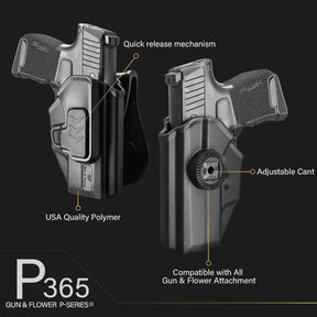 Sig Sauer P365 P365 SAS P365X P365.380 ACP OWB Paddle Polymer Holster | Gun & Flower - Polymerholster