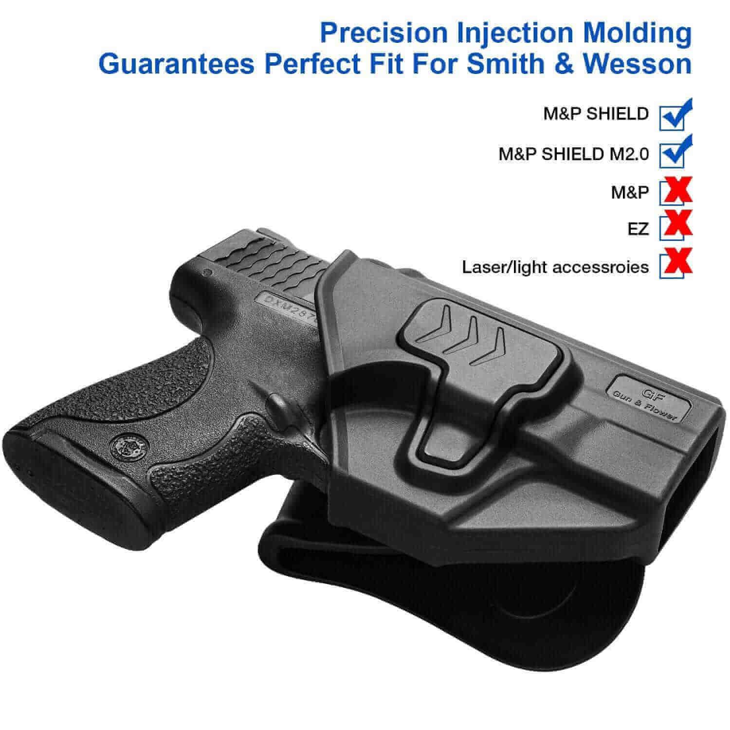 S&W M&P Shield 9/.40 / M&P Shield M2.0 OWB Polymer Paddle Holster Level II Retention - Polymerholster