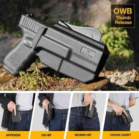 1911 Thumb Release Polymer OWB Paddle Holster, Right Hand  | Gun & Flower