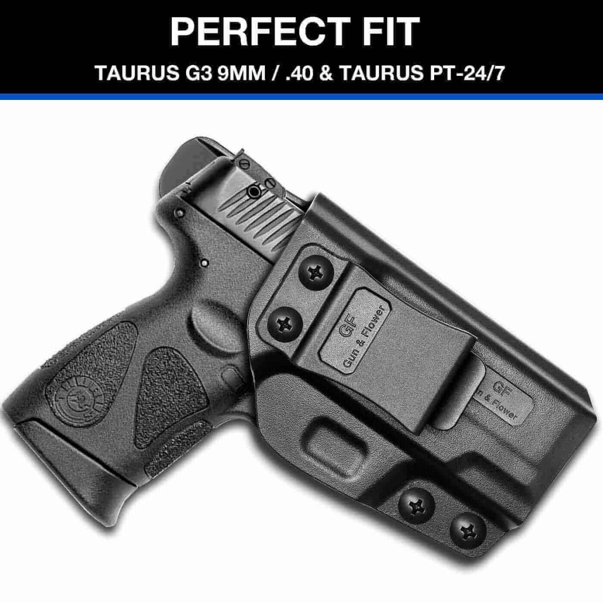 Taurus G3 & Taurus PT24/7 Polymer IWB Holster for Concealed Carry Adj. Cant & Retention | Inside Waistband  | Gun & Flower