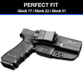 Glock 17 22 31 Polymer IWB Holster Inside Waistband Concealed Carry Holster for G17 Gen3-5  G19 Gen3-5  G19X  G23 Gen3-4  G22 Gen3-4 G31 Gen3-4 G32 Gen3-4  G44  G45, Adj. Cant, Adj. Retention, Right Hand | Gun & Flower - Gunflowerholsters