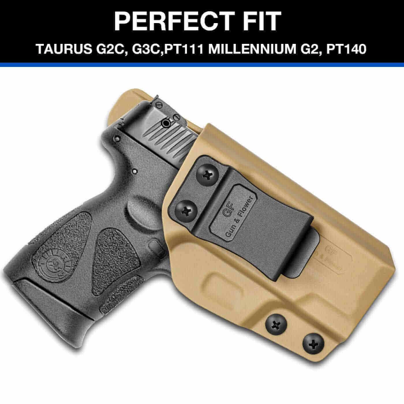 Taurus G2C/G3C/ Taurus Millennium G2 PT111/PT140 Polymer IWB Holster in Tan | Gun & Flower - Polymerholster