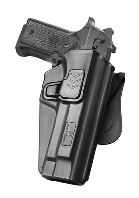 Beretta 92FS / M9 Polymer Open Carry OWB Paddle Holster Level II Retention Index finger release , Right Hand | Gun & Flower - Polymerholster