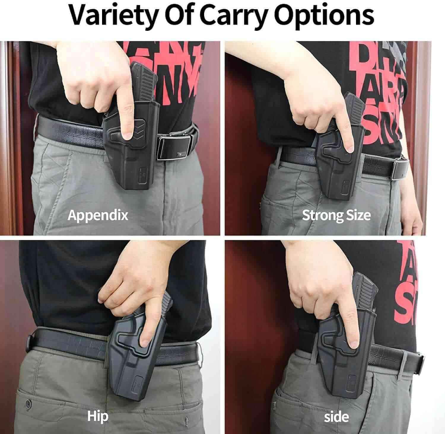Glock 17 Gen3-5  G19 Gen3-5  G19X  G23 Gen3-4  G22 Gen3-4 G31 Gen3-4 G32 Gen3-4  G44  G45 Polymer OWB Paddle Holster Level II Retention Outside Waistband for G17 G22 G31 - Paddle 360 Degrees Adjustable , Right Hand | Gun & Flower