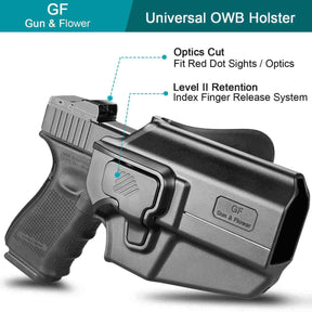 Universal OWB Paddle Holster Level II with Index Finger Release & Optics Cut, Left/Right-Handed - Polymerholster