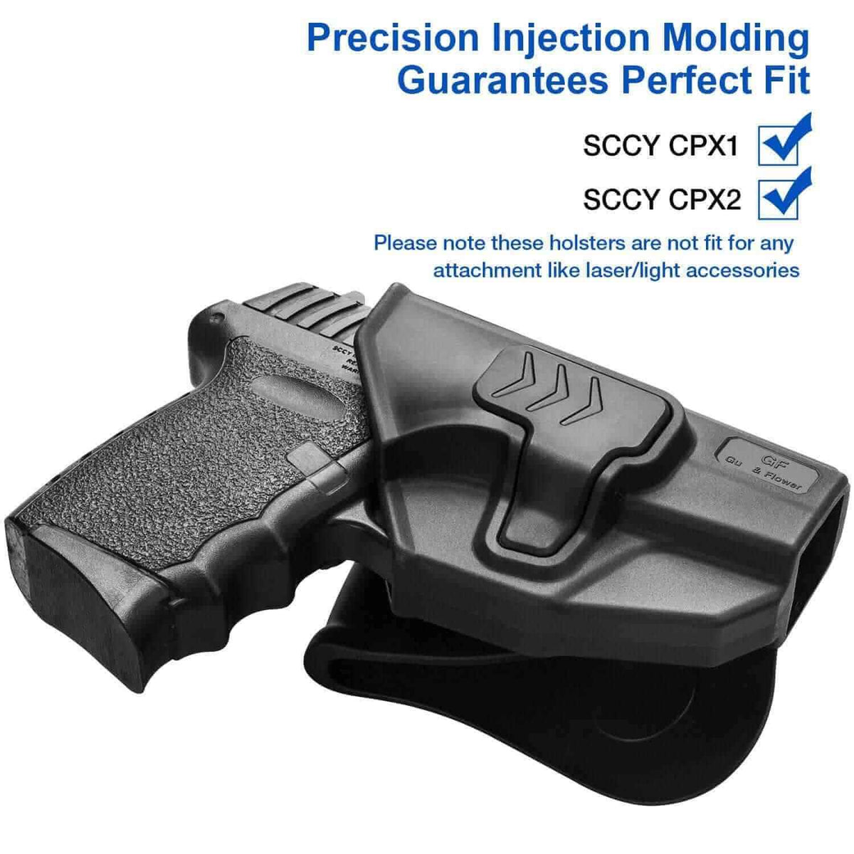 SCCY CPX1/CPX2 with No Rail Polymer OWB Paddle Holster