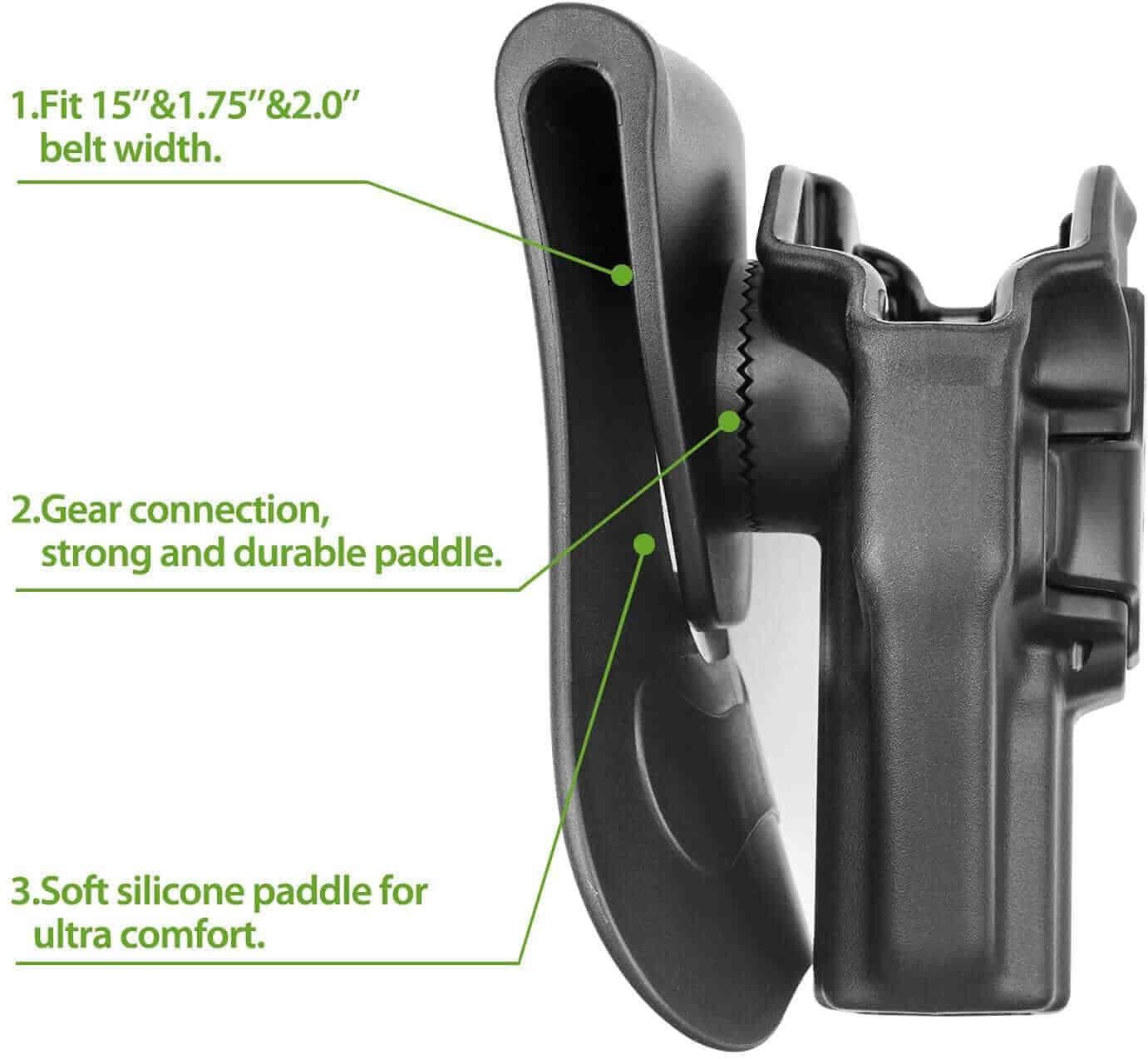 Sig Sauer P238 Polymer Open Carry OWB Paddle Holster Level II Retention Index finger release Trigger Guard | Gun & Flower - Polymerholster