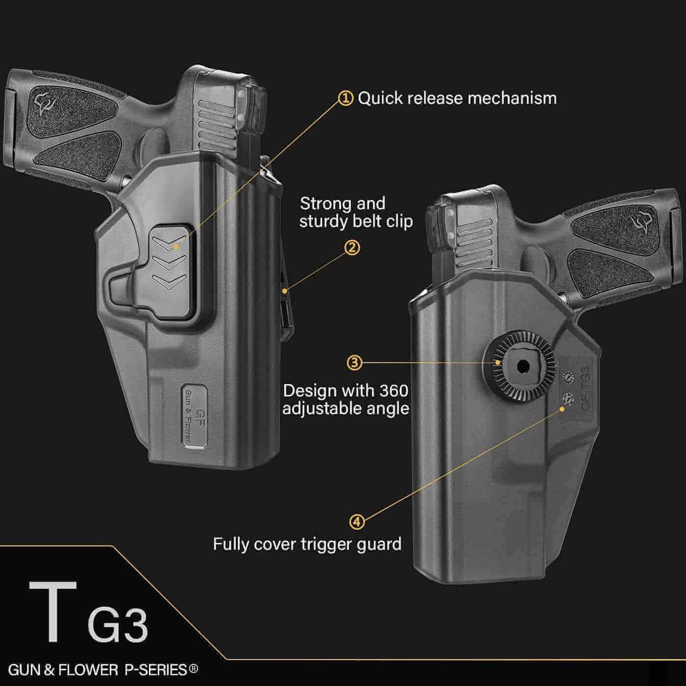 Taurus G3 OWB Polymer Holster with Belt Adapter Fit for Taurus G3 Pistol Level II Index Finger Release System | Gun & Flower - Polymerholster