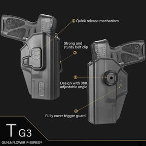 Taurus G3 OWB Polymer Holster with Belt Adapter Fit for Taurus G3 Pistol Level II Index Finger Release System | Gun & Flower - Polymerholster