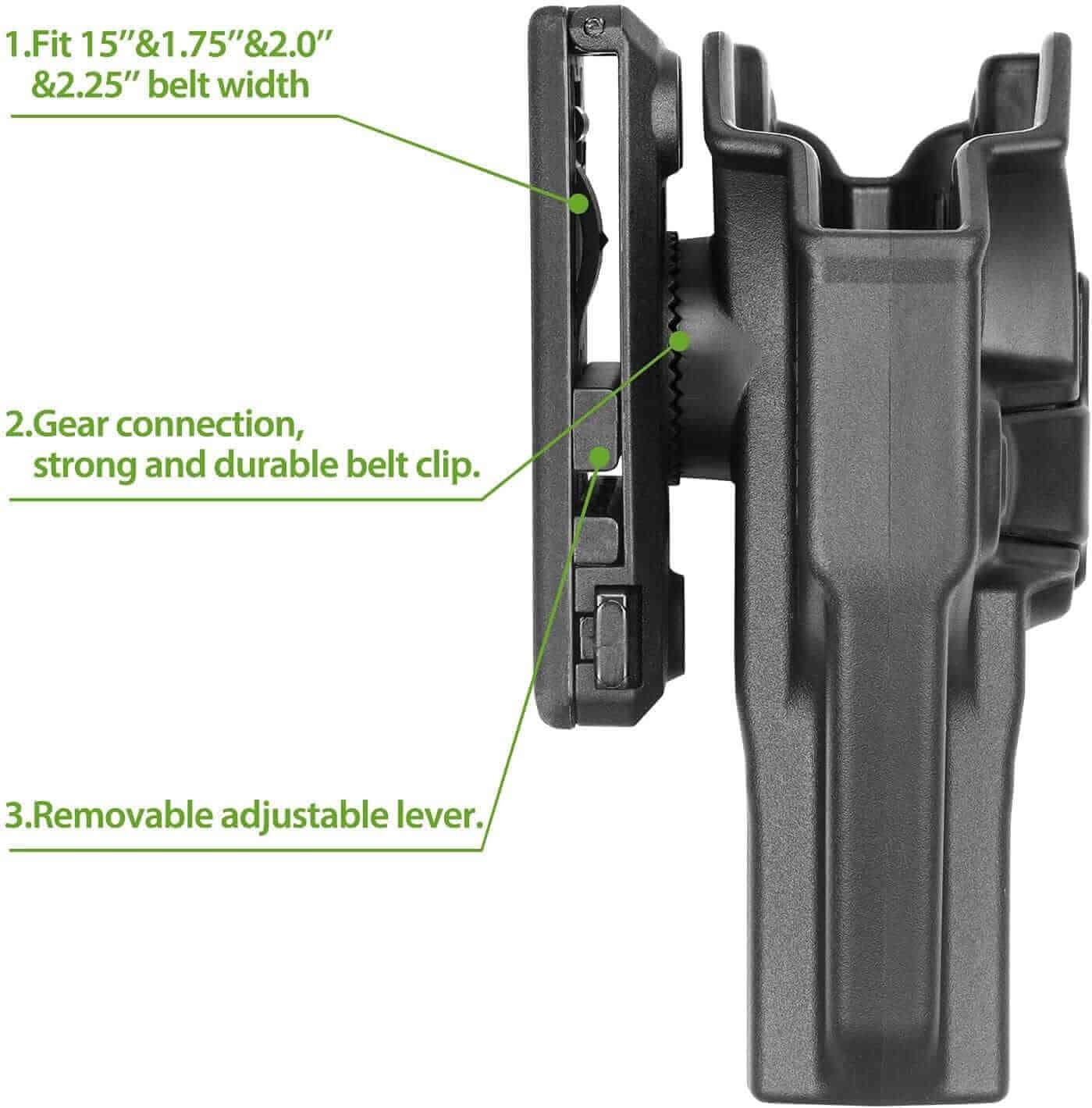 Taurus PT24/7 PT24-7 Polymer OWB Holster with Belt Adapter Level II Index Finger Release System 360 Adjustable Degrees | Gun & Flower - Gunflowerholsters