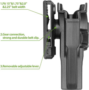 Taurus PT24/7 PT24-7 Polymer OWB Holster with Belt Adapter Level II Index Finger Release System 360 Adjustable Degrees | Gun & Flower - Gunflowerholsters