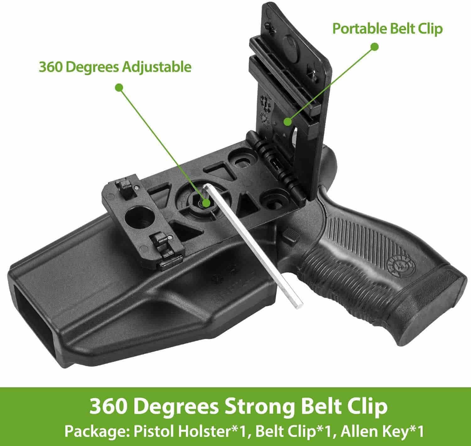 Taurus PT24/7 PT24-7 Polymer OWB Holster with Belt Adapter Level II Index Finger Release System 360 Adjustable Degrees | Gun & Flower - Gunflowerholsters