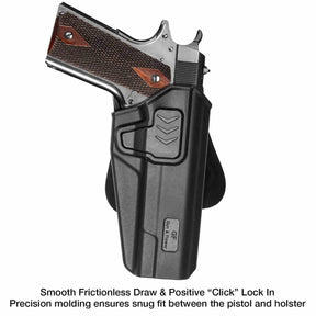 1911 Polymer OWB Paddle Holster, Index Finger Release, fit Colt/Elite Force/Kimber/ Springfield/RIA/S&W/Ruger/Taurus 1911, Right Hand| Gun & Flower - Polymerholster