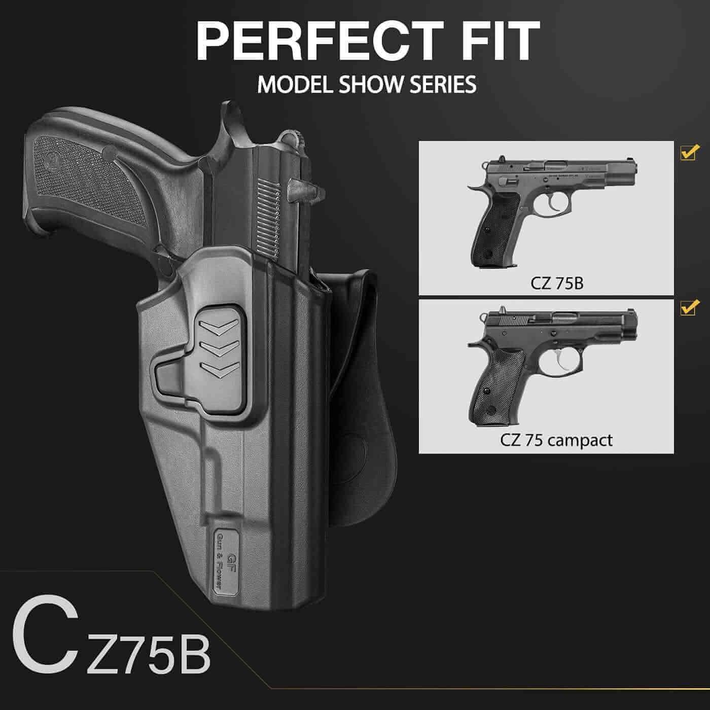 CZ 75B Polymer OWB Paddle Holster OWB Paddle Holster Fit CZ 75 B Only, Not for Other CZ Series. 360 Adjustable Degrees - Right Hand | Gun & Flower - Polymerholster