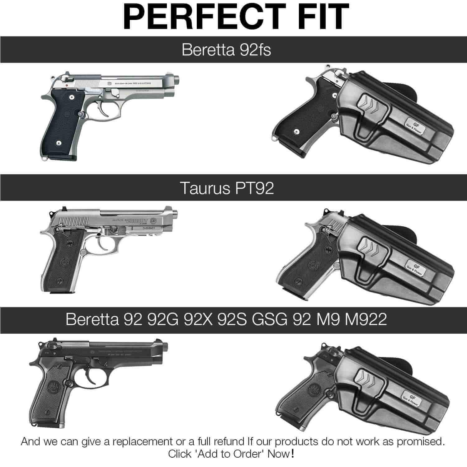 Beretta 92FS / M9 Polymer Open Carry OWB Paddle Holster Level II Retention Index finger release , Right Hand | Gun & Flower - Polymerholster