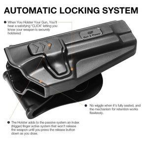 Beretta 92FS / M9 Polymer Open Carry OWB Paddle Holster Level II Retention Index finger release , Right Hand | Gun & Flower