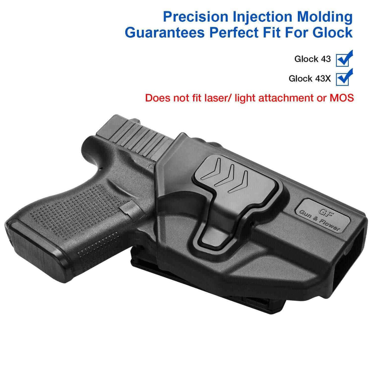 Glock 43/43X Polymer OWB Paddle Holster Right Hand Draw Gun Holster Left/Right Hand | Gun & Flower - Polymerholster